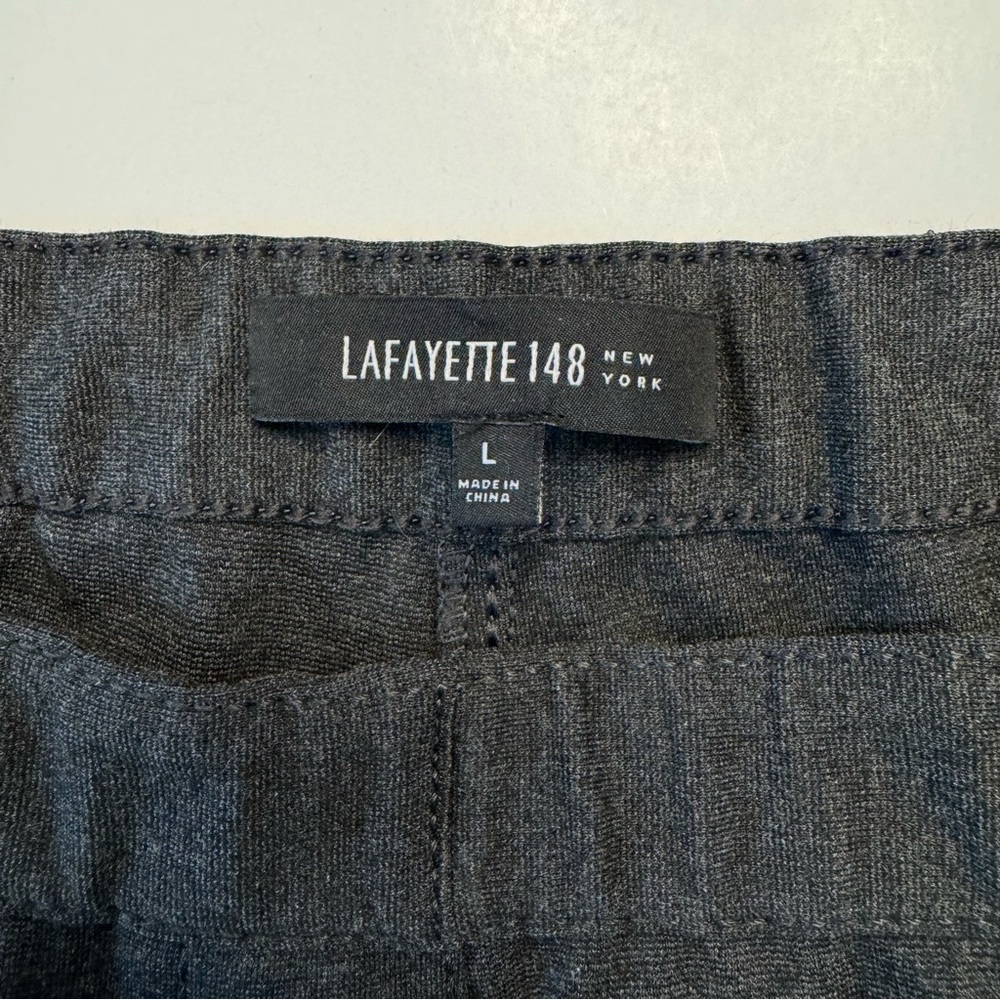 Lafayette 148 Italian Punto Milano Pant Charcoal Large Straight Leg Trouser - Picture 9 of 11
